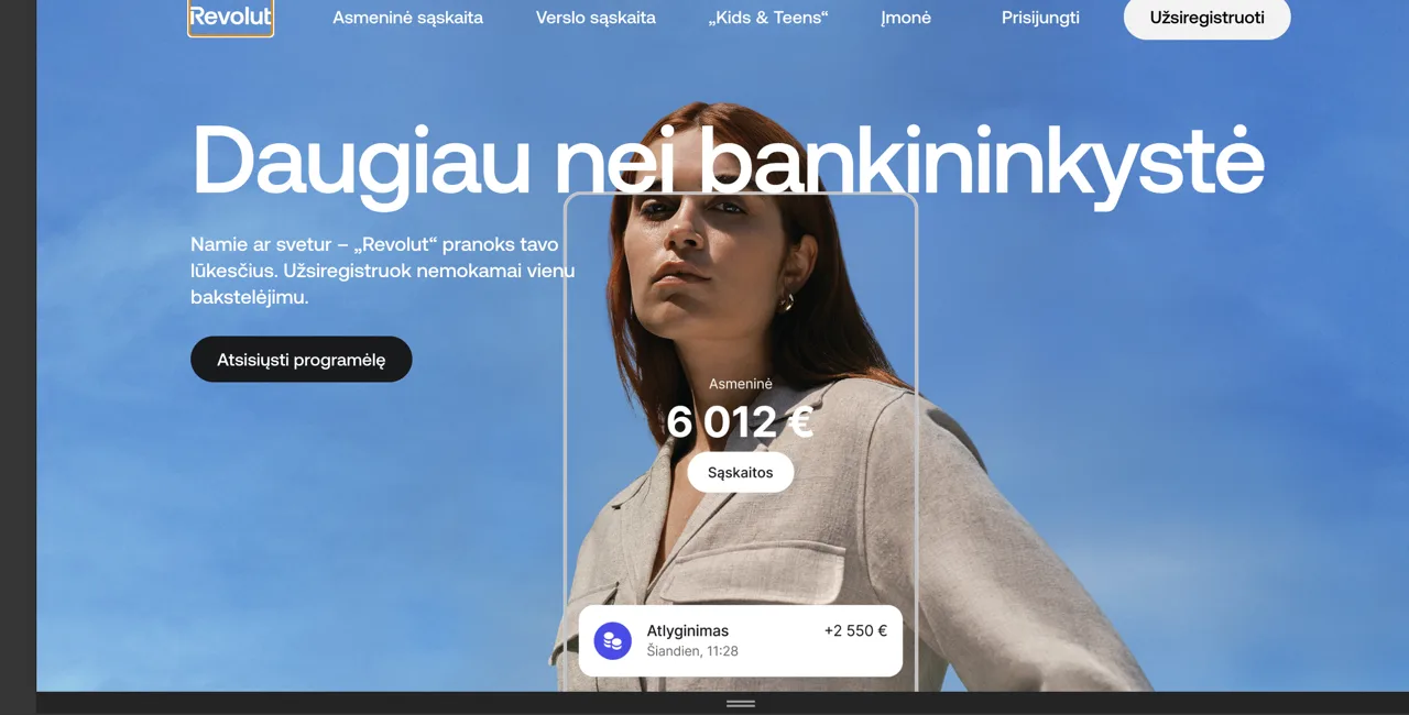 Revolut LT pagrindinis puslapis - Daugiau nei bankininkyste